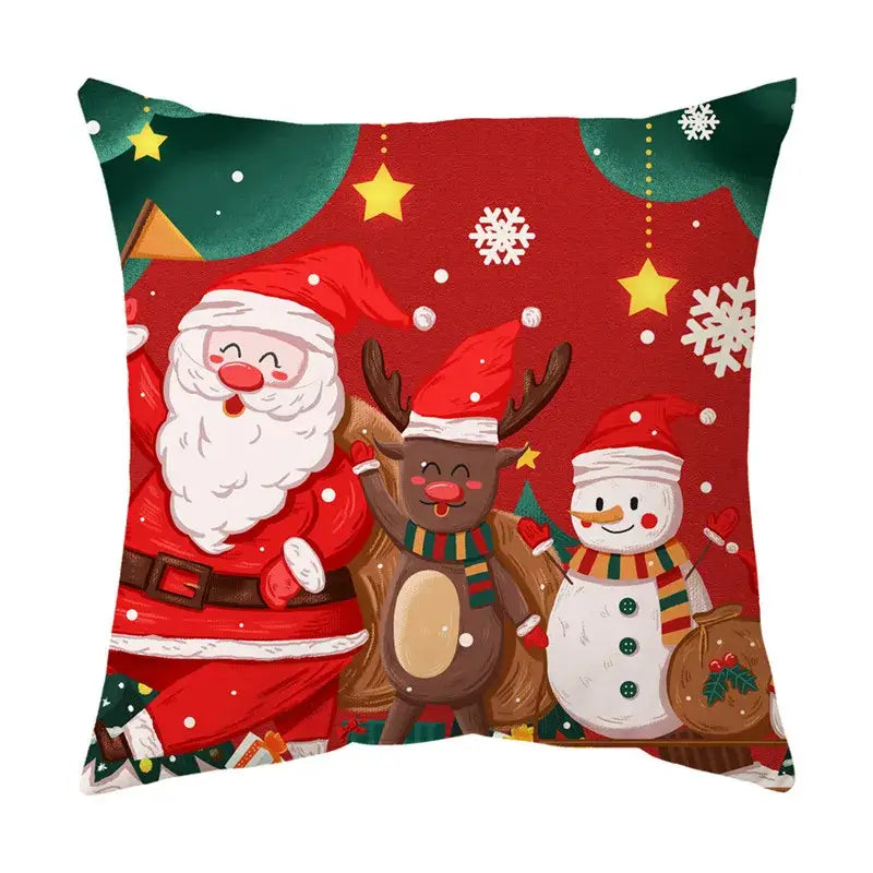 Festive red santa claus christmas sofa pillow cover living room decor