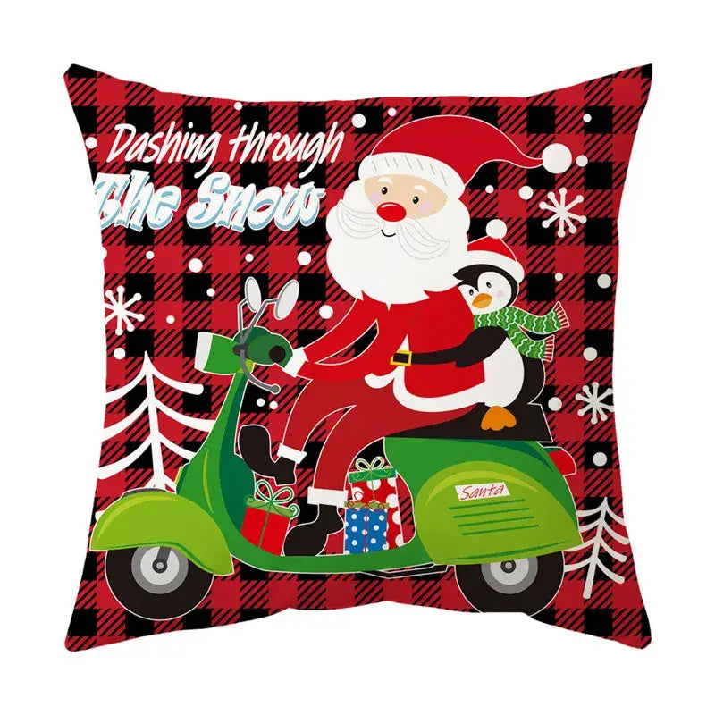 Festive red santa claus christmas sofa pillow cover living room decor