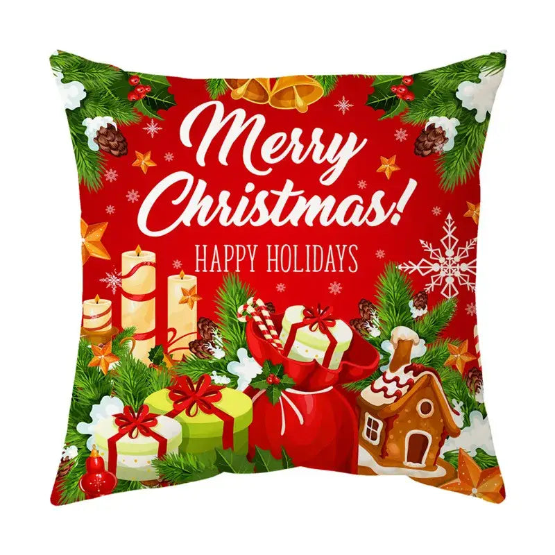Festive red santa claus christmas sofa pillow cover living room decor