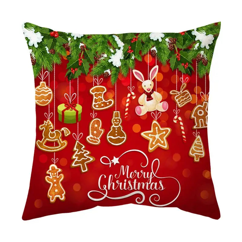 Festive red santa claus christmas sofa pillow cover living room decor