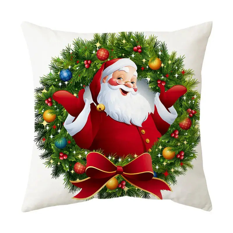 Festive red santa claus christmas sofa pillow cover living room decor