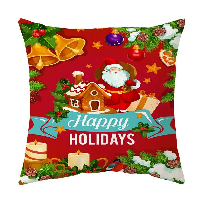 Festive red santa claus christmas sofa pillow cover living room decor