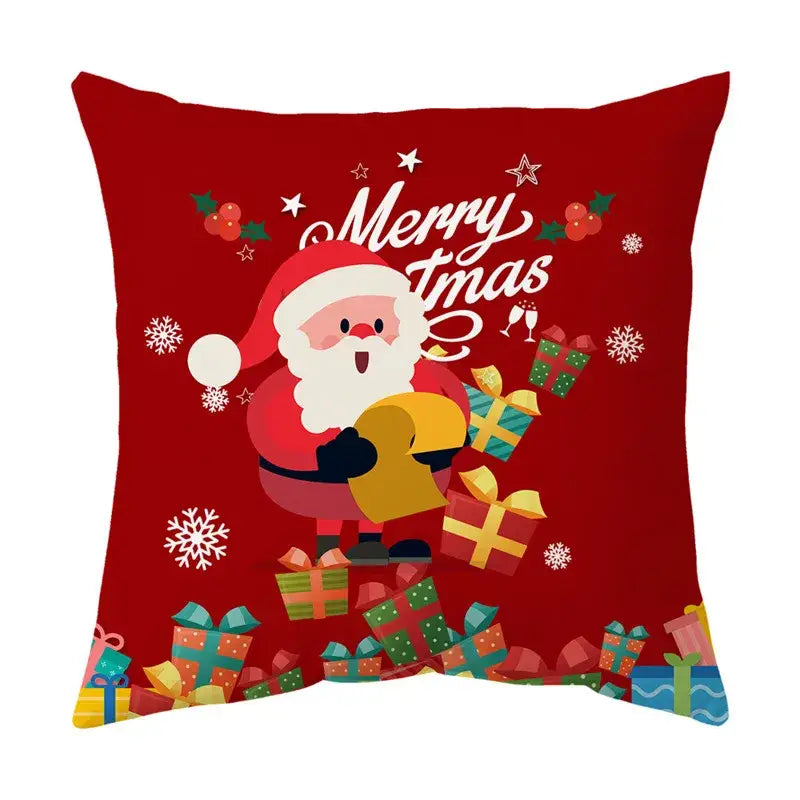 Festive red santa claus christmas sofa pillow cover living room decor