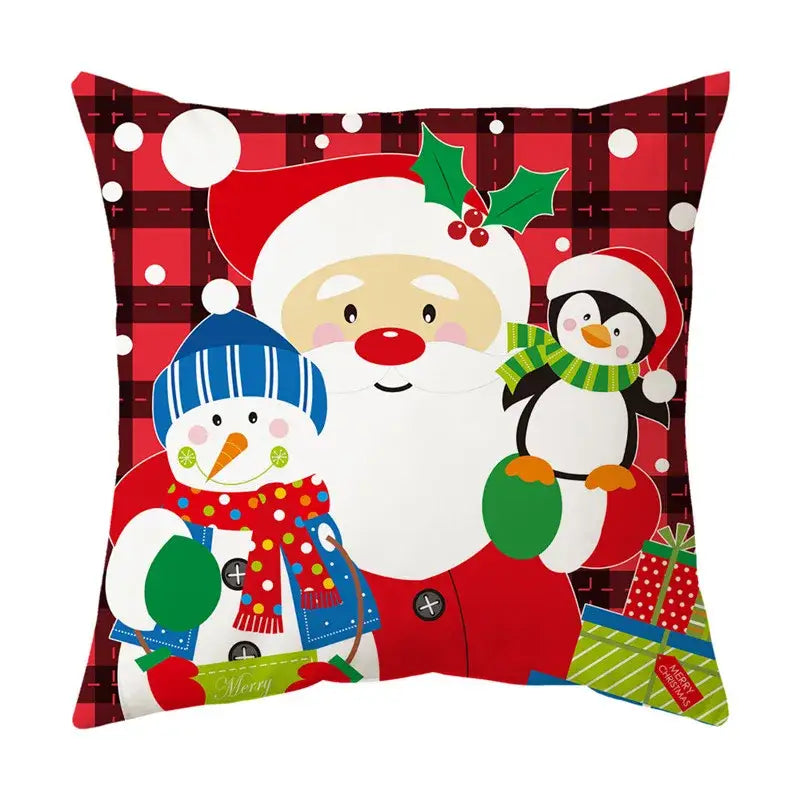 Festive red santa claus christmas sofa pillow cover living room decor