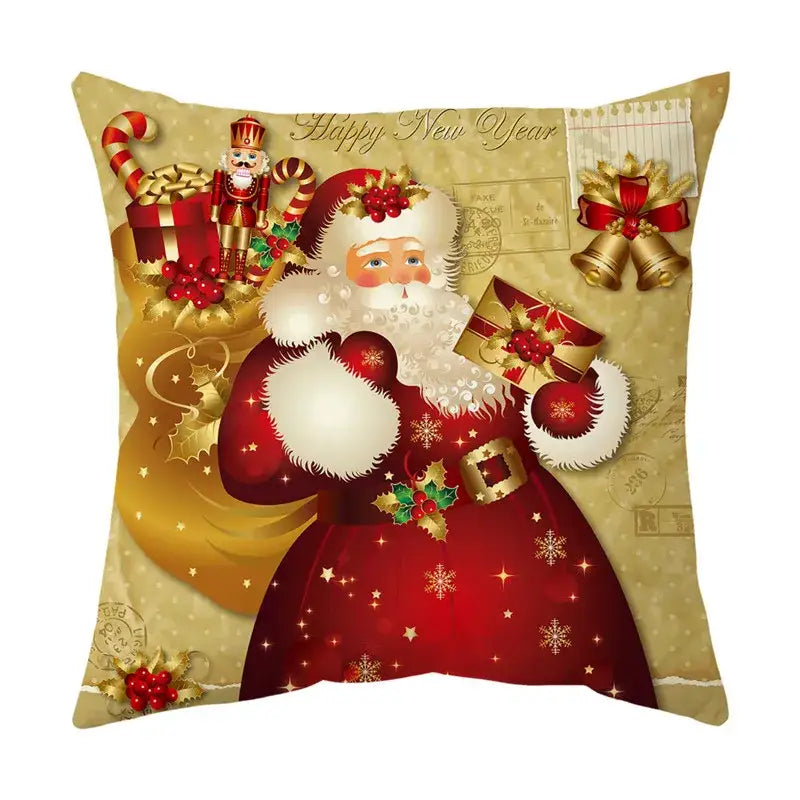 Festive red santa claus christmas sofa pillow cover living room decor