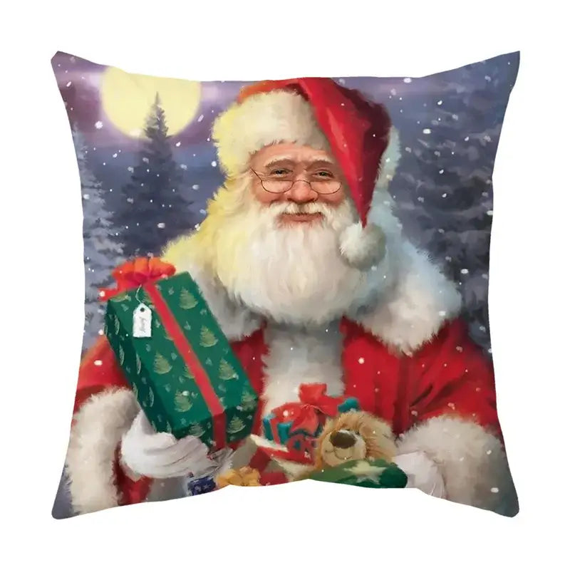Festive red santa claus christmas sofa pillow cover living room decor