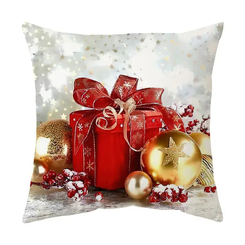 Festive red santa claus christmas sofa pillow cover living room decor