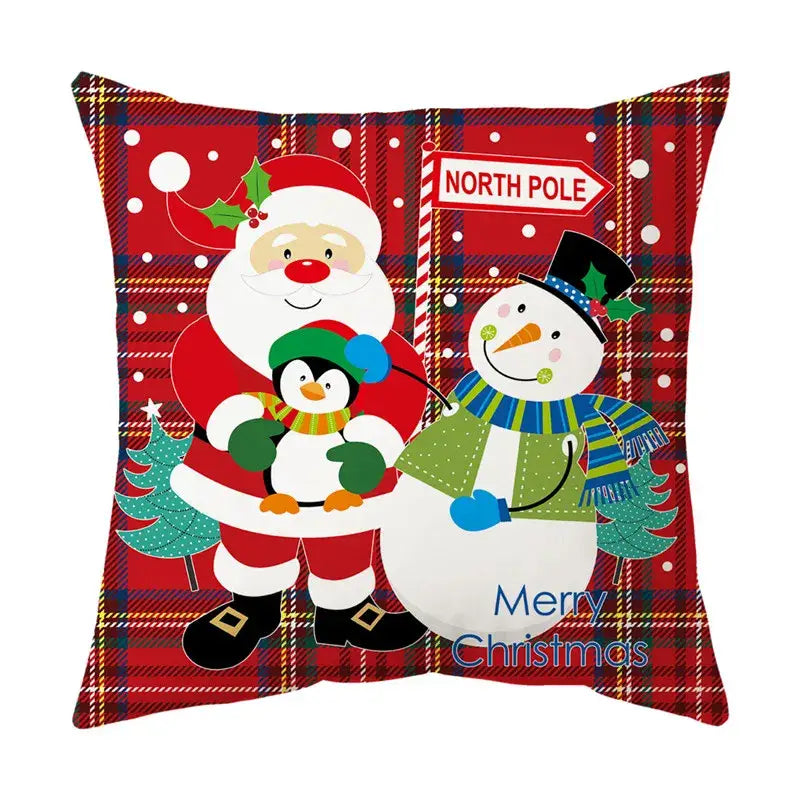 Festive red santa claus christmas sofa pillow cover living room decor