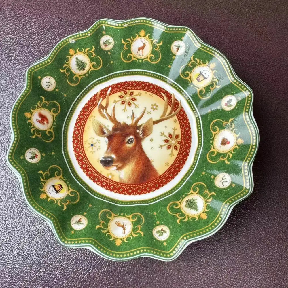 Festive red & green christmas tableware dining room ceramic set