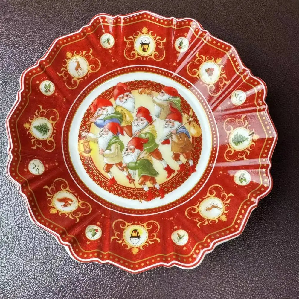 Festive red & green christmas tableware dining room ceramic set