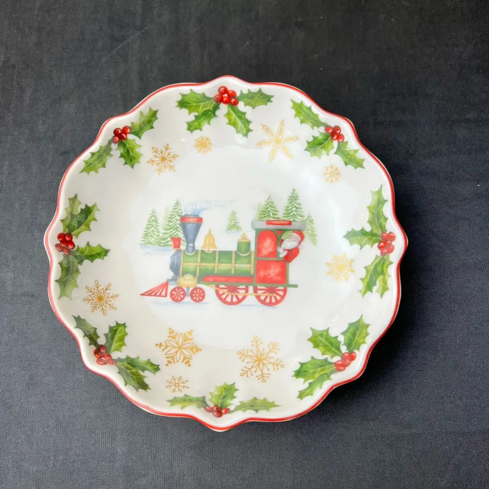 Festive red & green christmas tableware dining room ceramic set