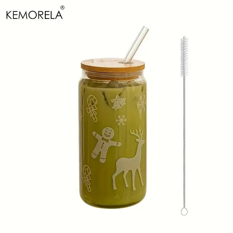 Decorbites christmas glass beer can mug with lid kitchen drinkware