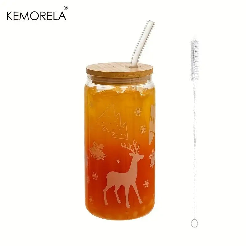 Decorbites christmas glass beer can mug with lid kitchen drinkware