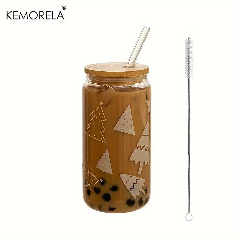 Decorbites christmas glass beer can mug with lid kitchen drinkware