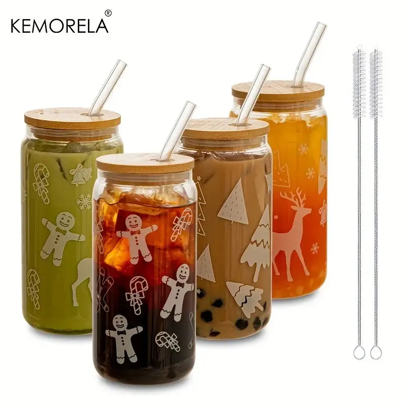 Decorbites christmas glass beer can mug with lid kitchen drinkware
