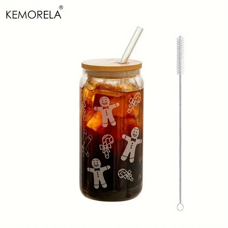 Decorbites christmas glass beer can mug with lid kitchen drinkware