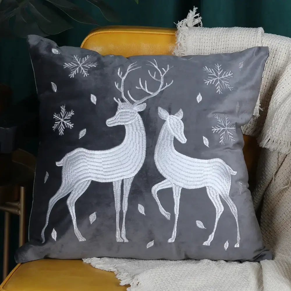 Embroidered gold & silver christmas tree cushion cover living room