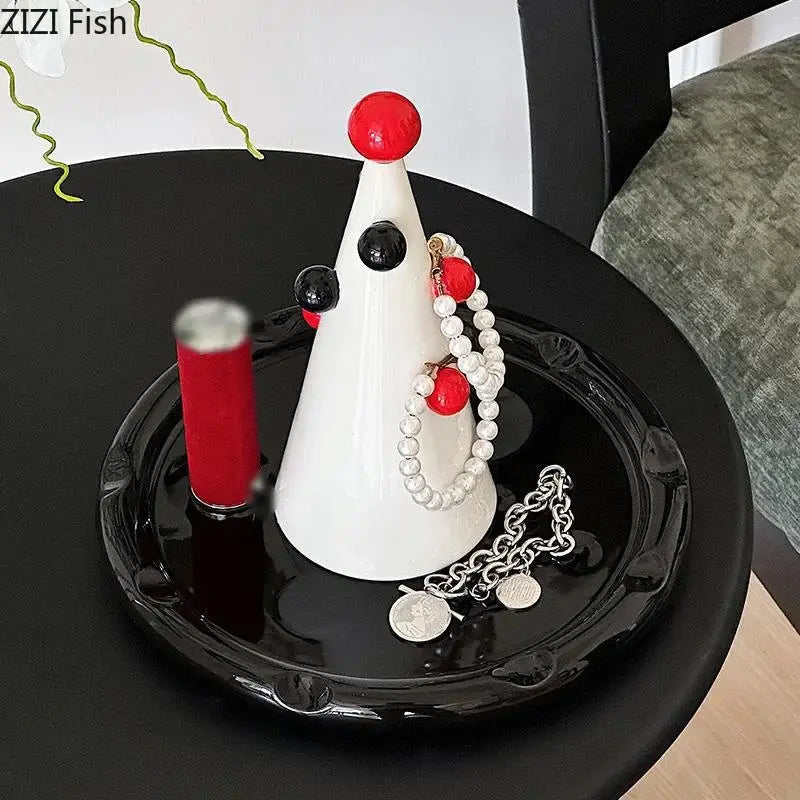 Modern white ceramic christmas tree jewelry stand bedroom decor
