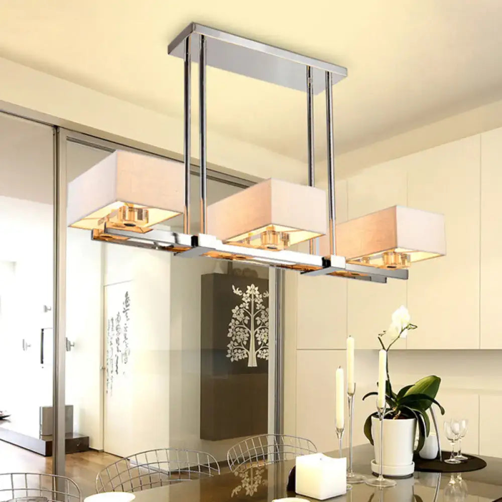 Modern chrome pendant light with fabric shade dining room chandelier