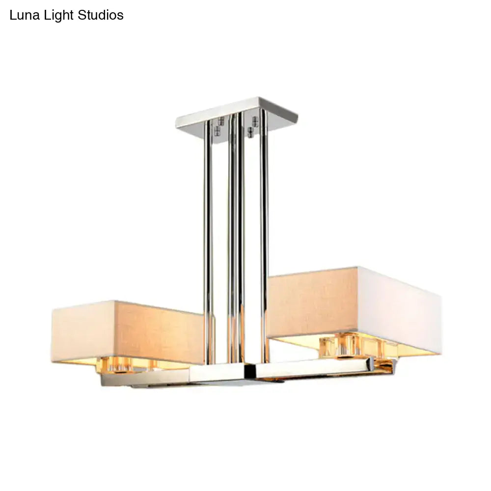 Modern chrome pendant light with fabric shade dining room chandelier