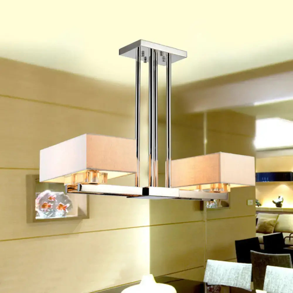 Modern chrome pendant light with fabric shade dining room chandelier