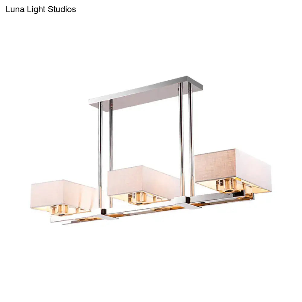 Modern chrome pendant light with fabric shade dining room chandelier