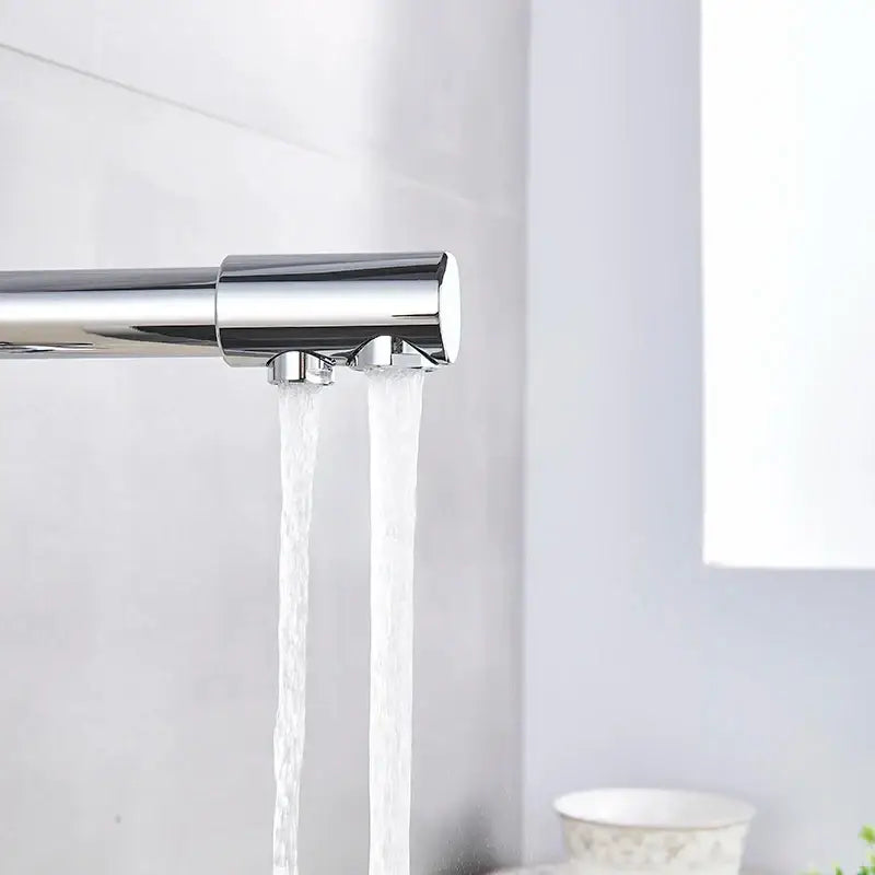 Modern chrome pure water kitchen faucet with dual handles