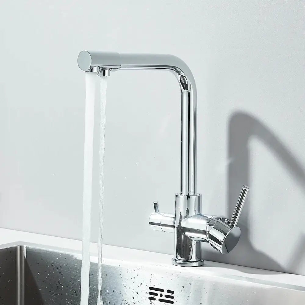 Modern chrome pure water kitchen faucet with dual handles