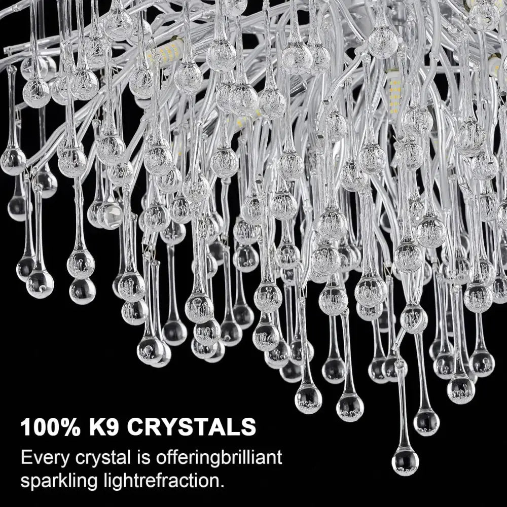 Modern chrome rectangular crystal chandelier dining room light fixture