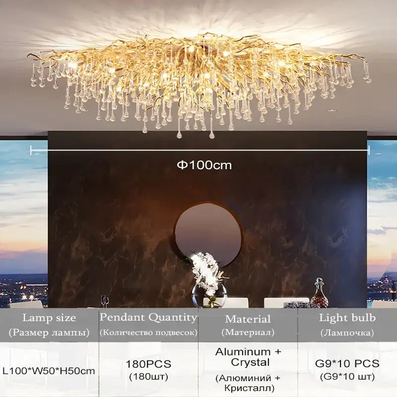 Modern chrome rectangular crystal chandelier dining room light fixture