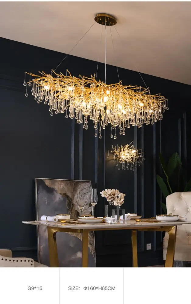 Modern chrome rectangular crystal chandelier dining room light fixture