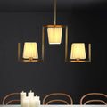 Classic brass three light kit with pleated shades dining room ceiling light
