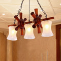 Nautical wood rudder deco brown 3-light pendant light dining room