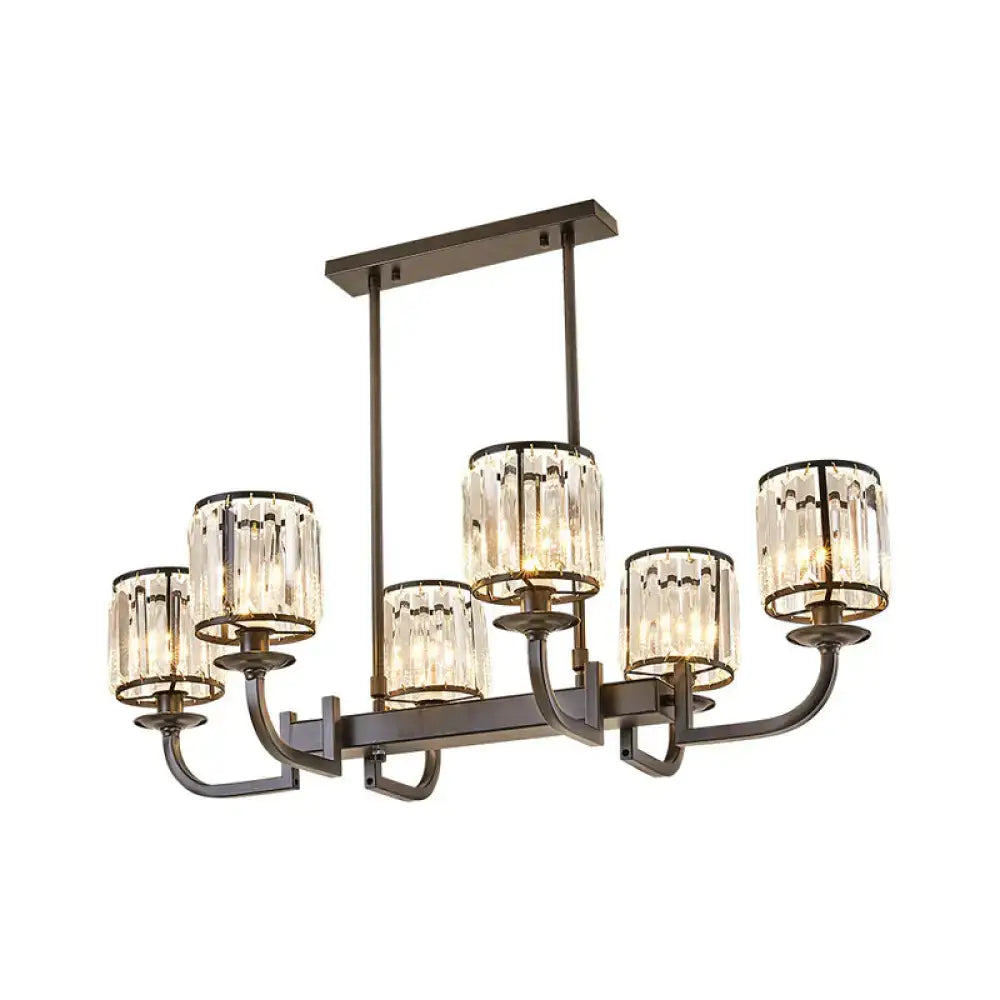 Modern dark bronze crystal 5 light chandelier dining room island