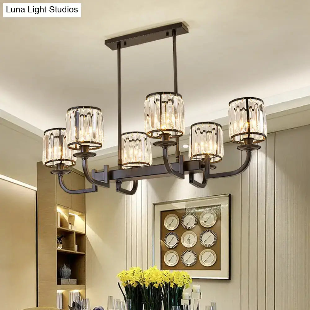 Modern dark bronze crystal 5 light chandelier dining room island