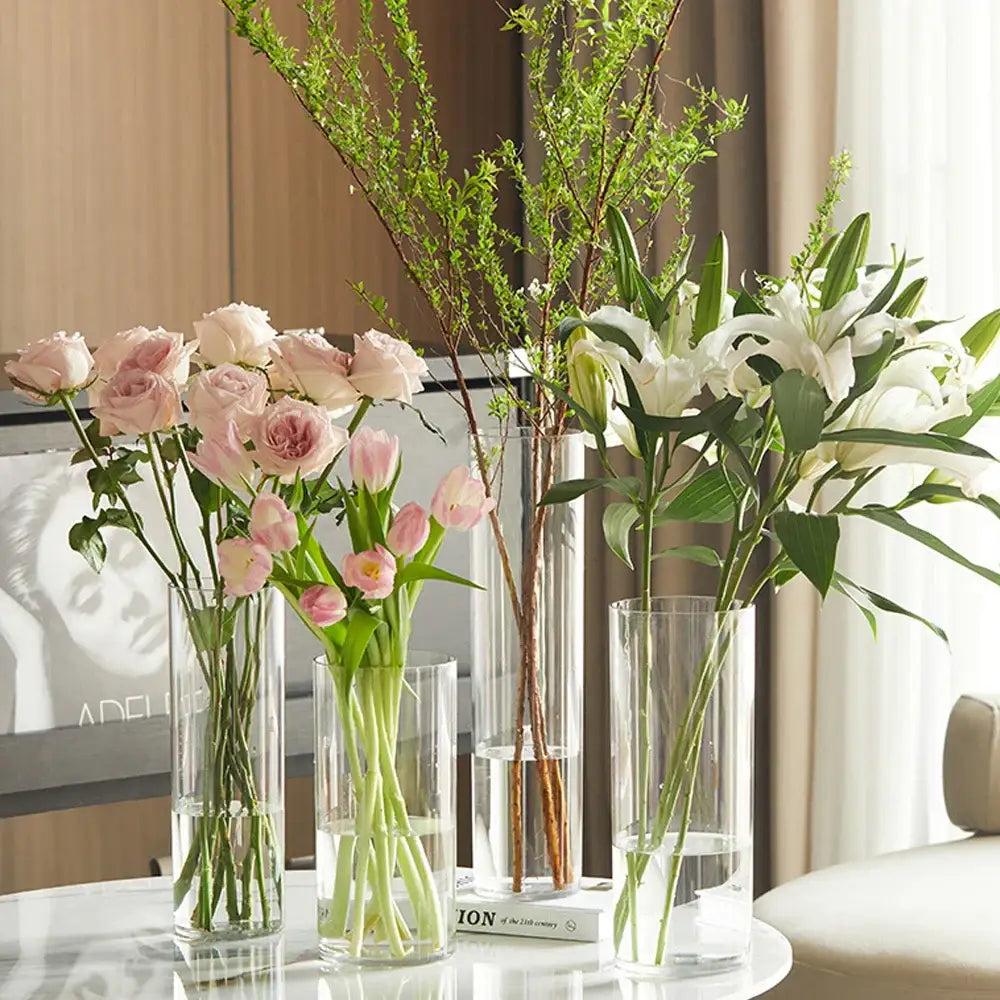 Modern clear acrylic cylinder vase wedding dining room decor