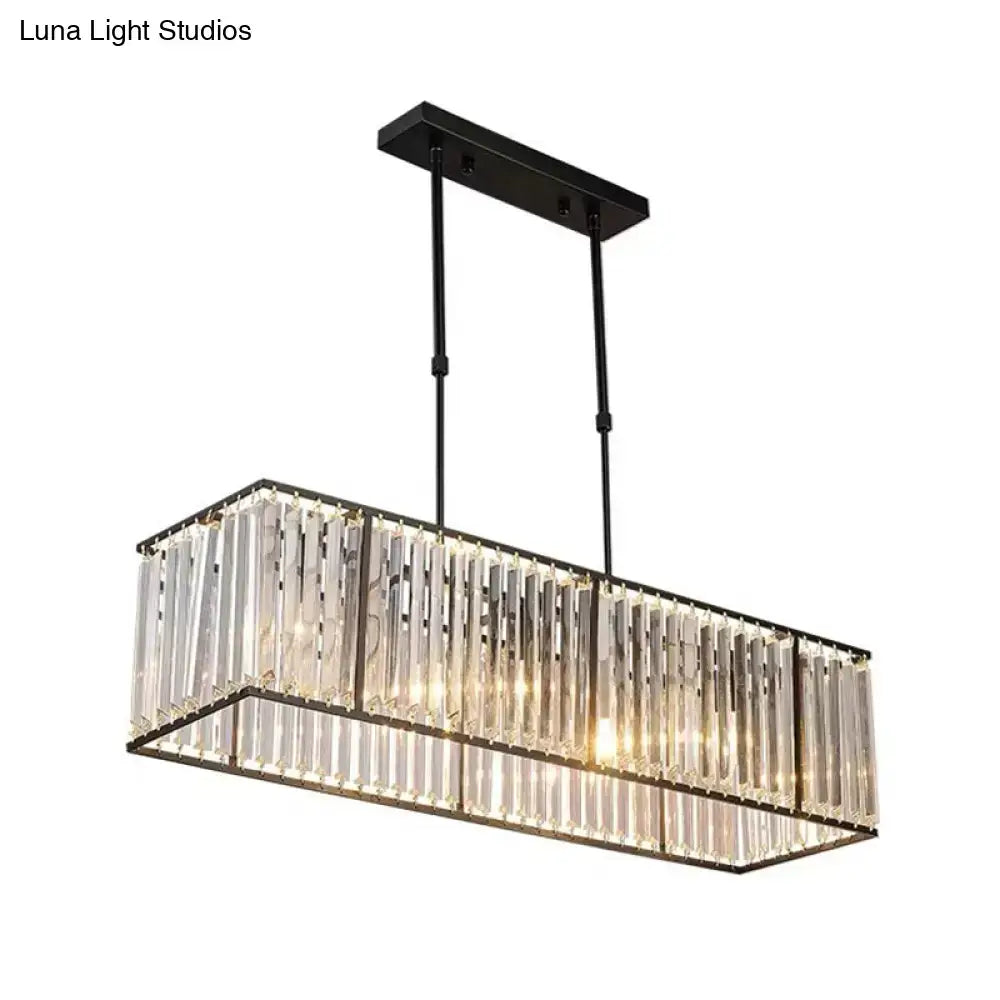 Modern black crystal island pendant light – kitchen rectangular chandelier