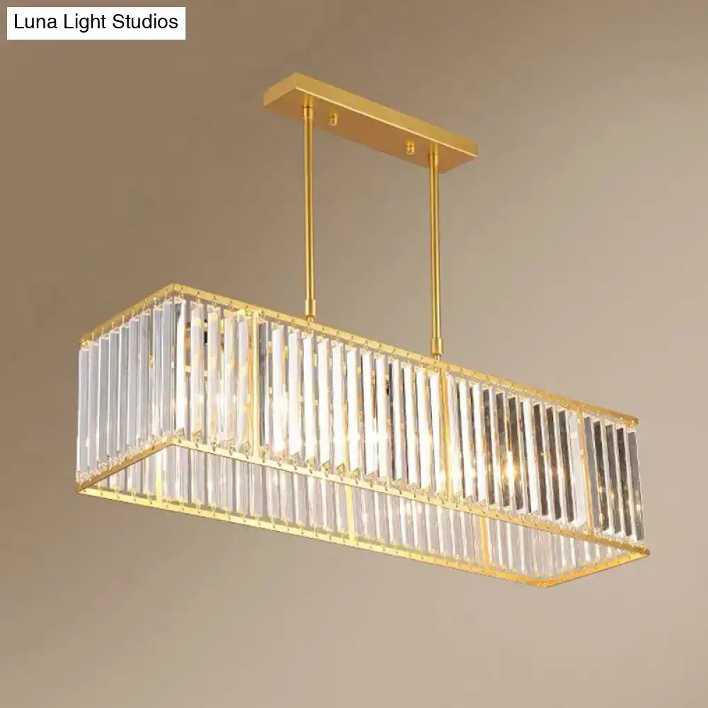 Modern black crystal island pendant light – kitchen rectangular chandelier