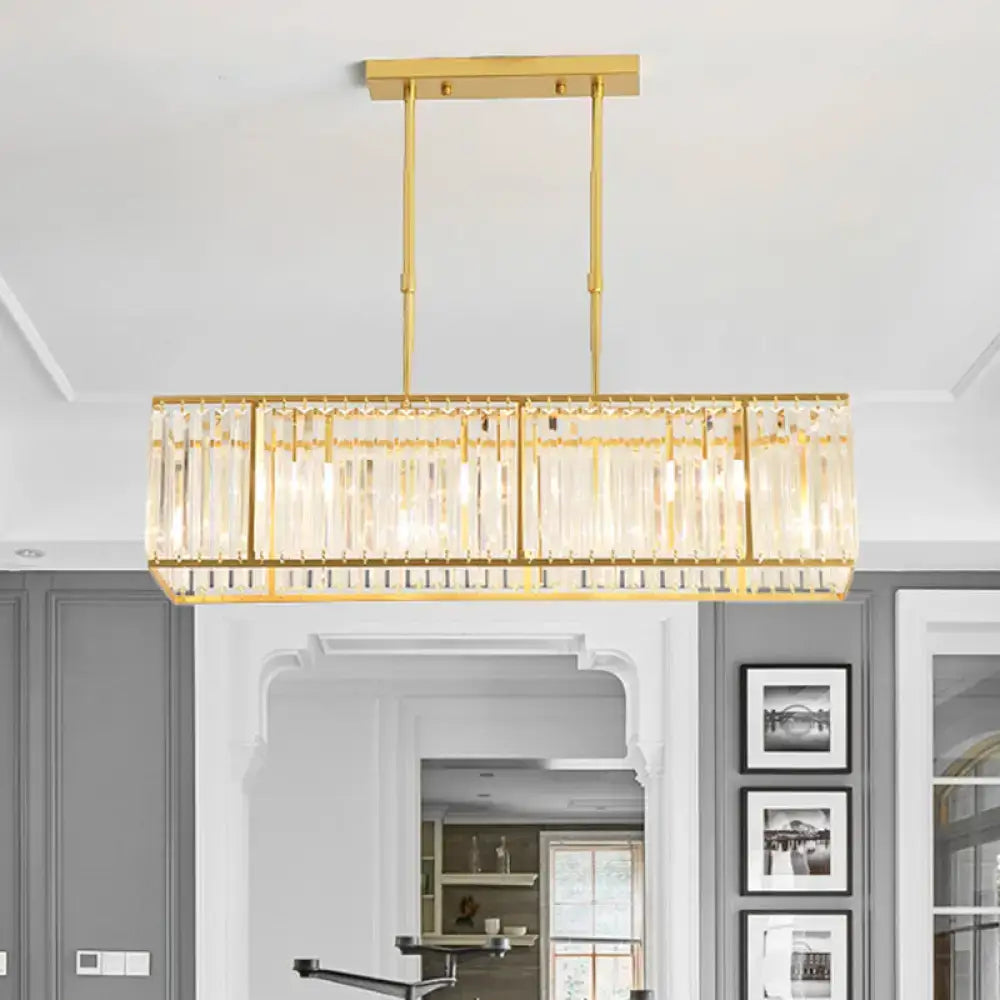 Modern black crystal island pendant light – kitchen rectangular chandelier