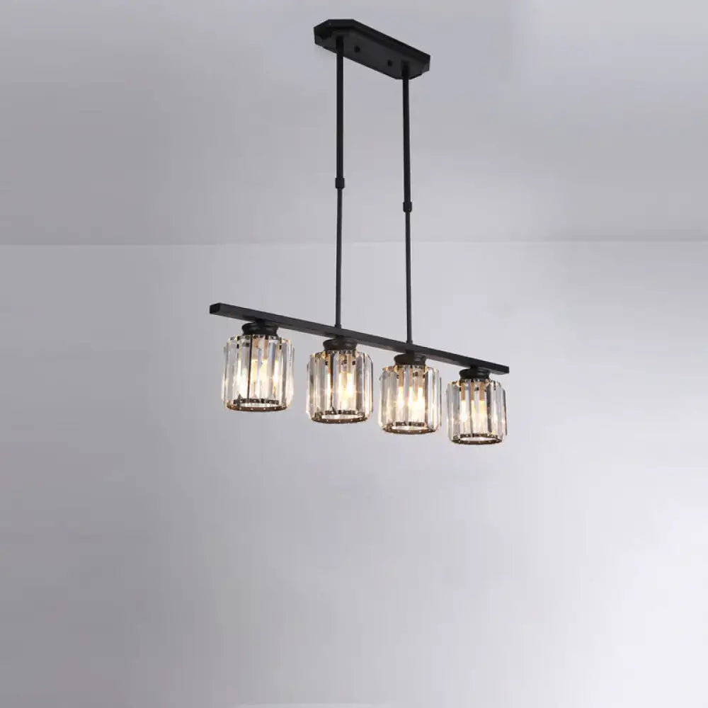 Modern black and clear crystal pendant island light – dining room