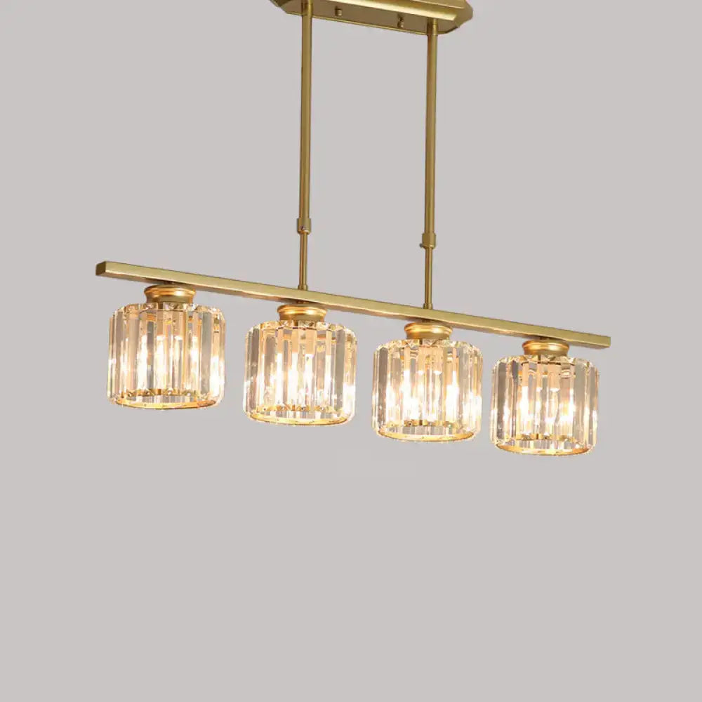 Modern black and clear crystal pendant island light – dining room