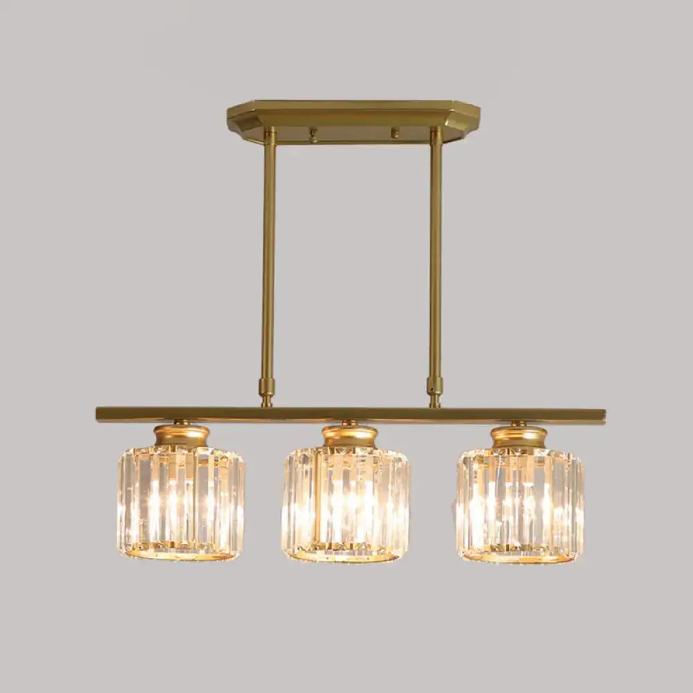 Modern black and clear crystal pendant island light – dining room