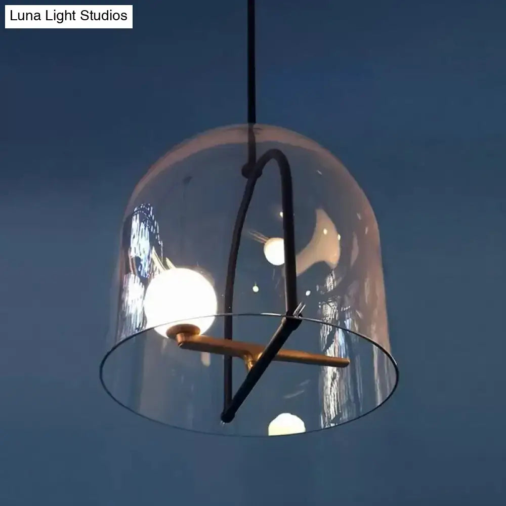 Modern clear glass cylinder pendant light – living room black frame
