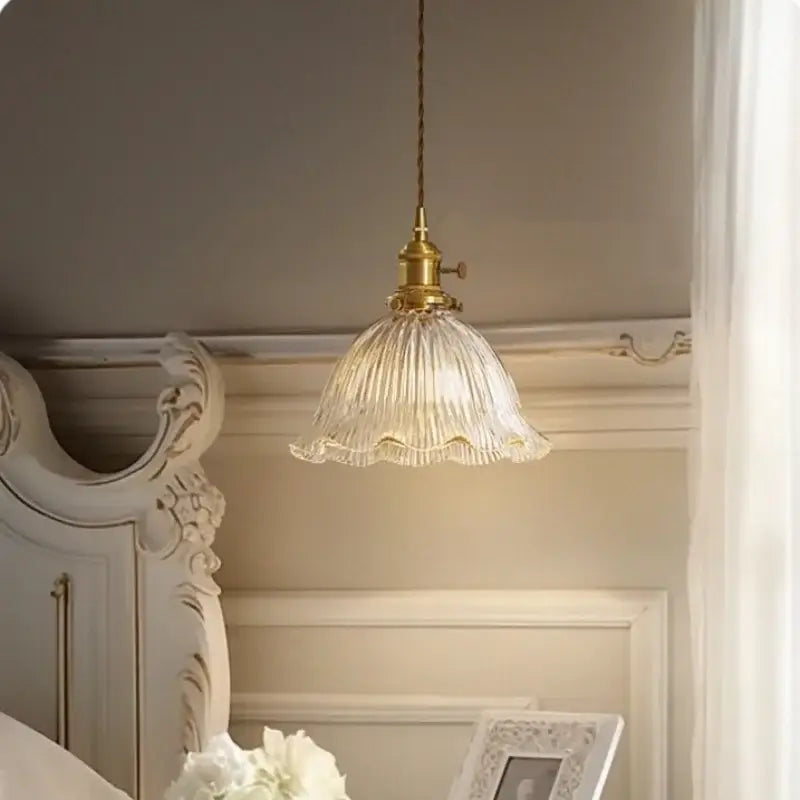 Decorbites clear glass led pendant light brass pair for bedroom
