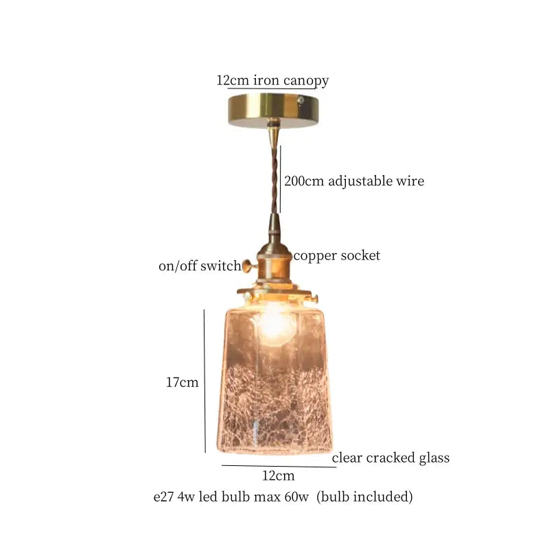 Decorbites clear glass led pendant light brass pair for bedroom