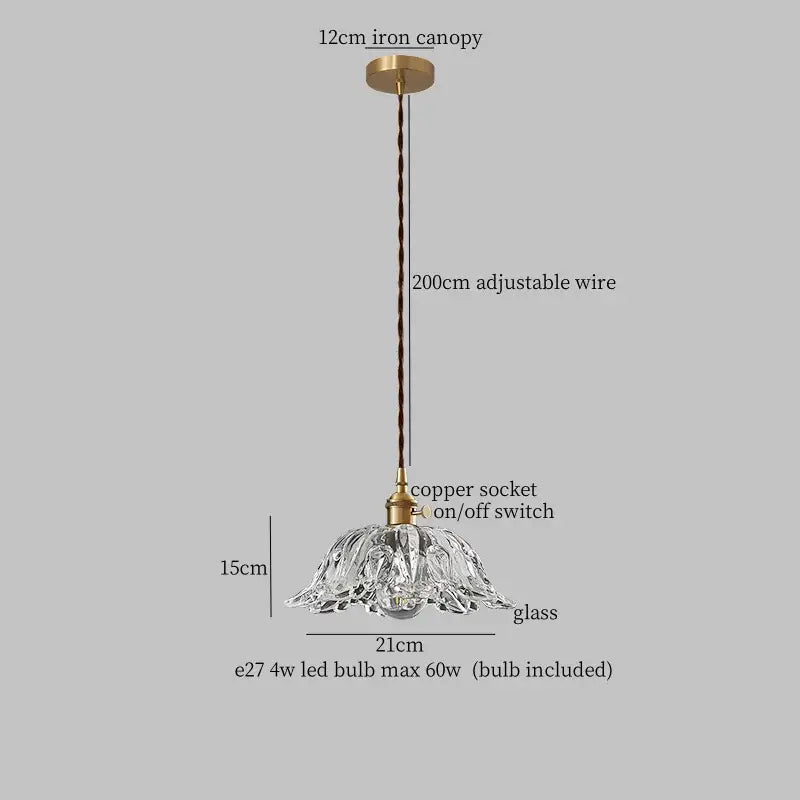 Decorbites clear glass led pendant light brass pair for bedroom