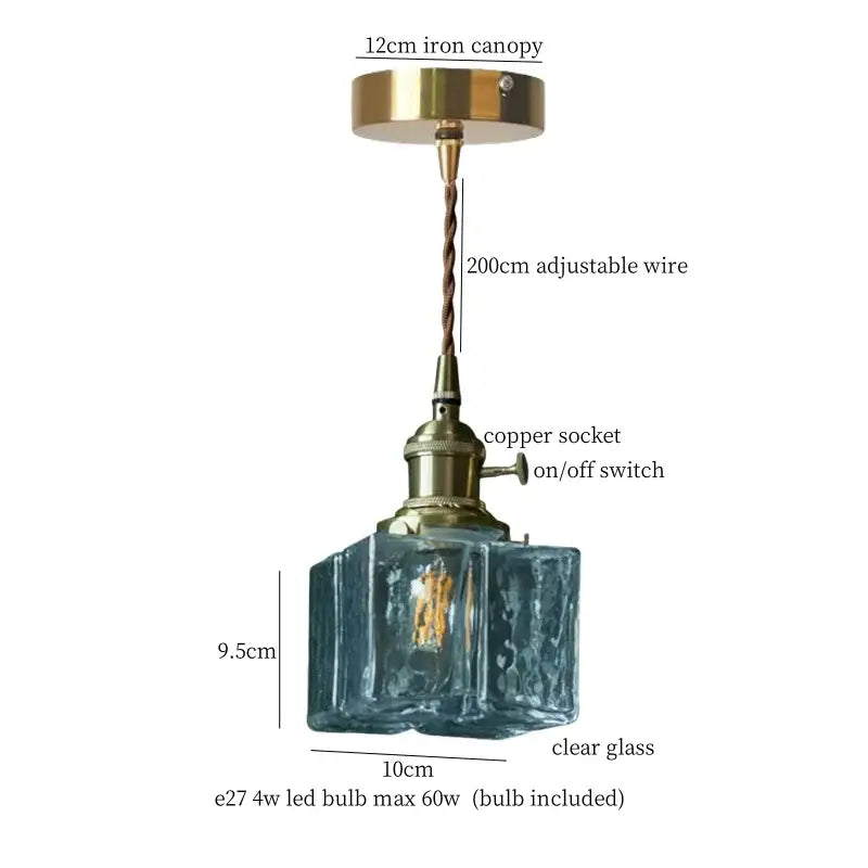Decorbites clear glass led pendant light brass pair for bedroom