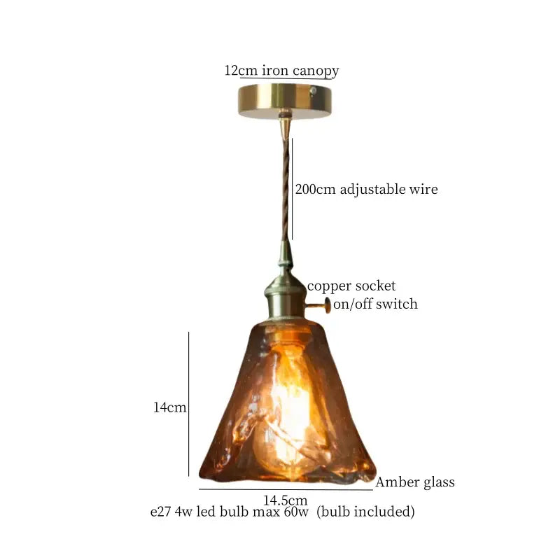 Decorbites clear glass led pendant light brass pair for bedroom