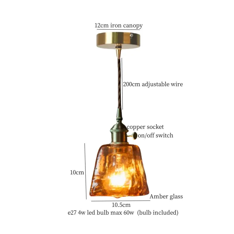 Decorbites clear glass led pendant light brass pair for bedroom