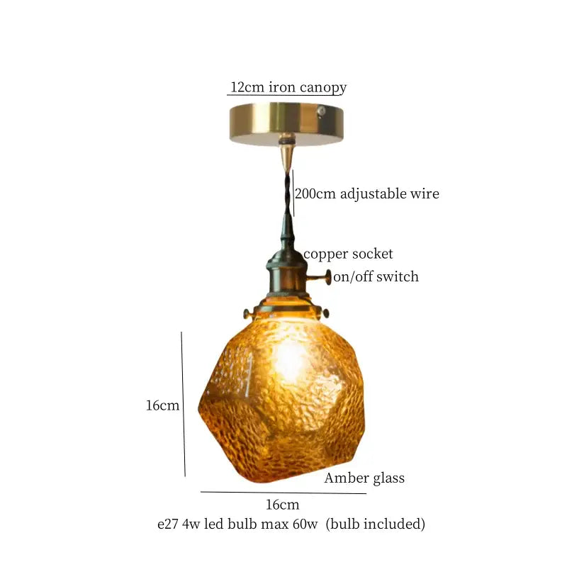 Decorbites clear glass led pendant light brass pair for bedroom
